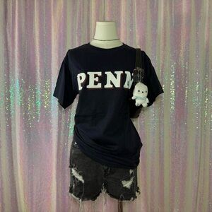 Hanes UPenn Navy Blue & White Unisex College Tee Shirt (S) ★
